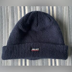 Palace Flag Label Flip Rim Beanie in Navy Blue